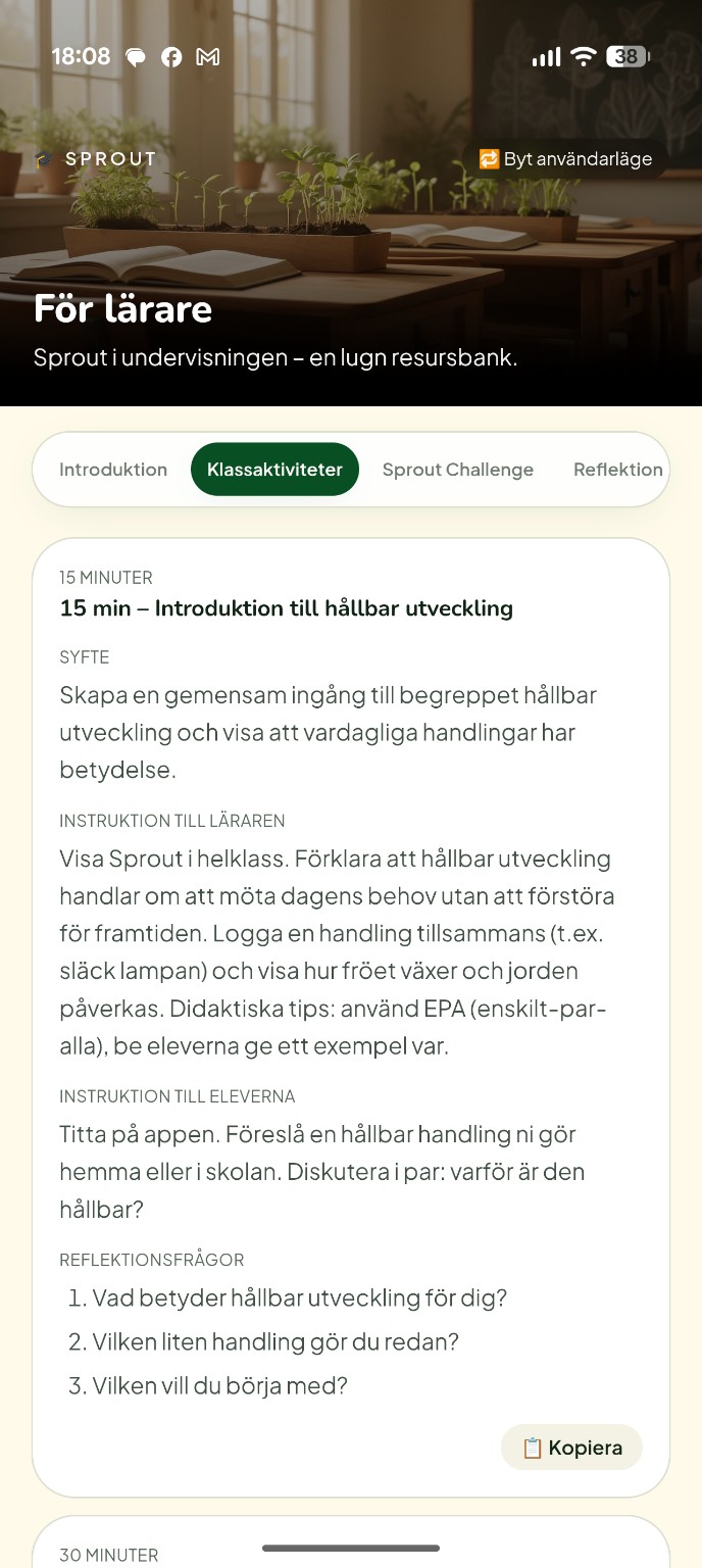 Sprout – klassaktiviteter för lärare